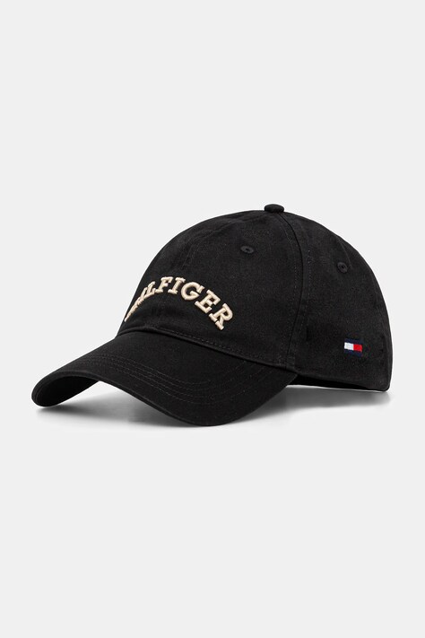 Tommy Hilfiger șapcă de baseball din bumbac culoarea negru, cu imprimeu, AM0AM13165