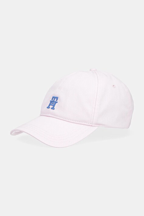 Bavlněná baseballová čepice Tommy Hilfiger růžová barva, s aplikací, AM0AM13542