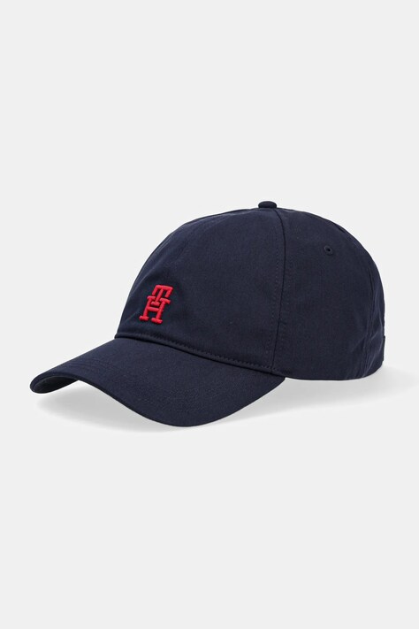Хлопковая кепка Tommy Hilfiger цвет синий с аппликацией AM0AM13542