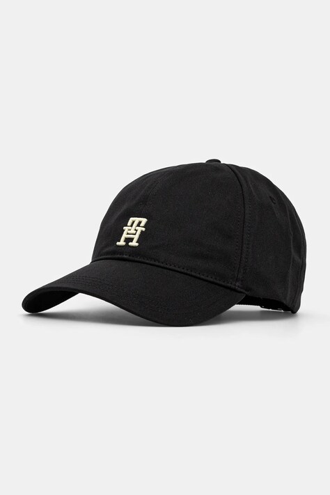 Tommy Hilfiger șapcă de baseball din bumbac culoarea negru, cu imprimeu, AM0AM13542