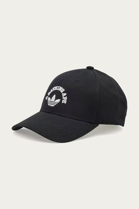 adidas Originals șapcă de baseball din bumbac adidas Originals x BAPE Ball Cap culoarea negru, cu imprimeu, JN7122