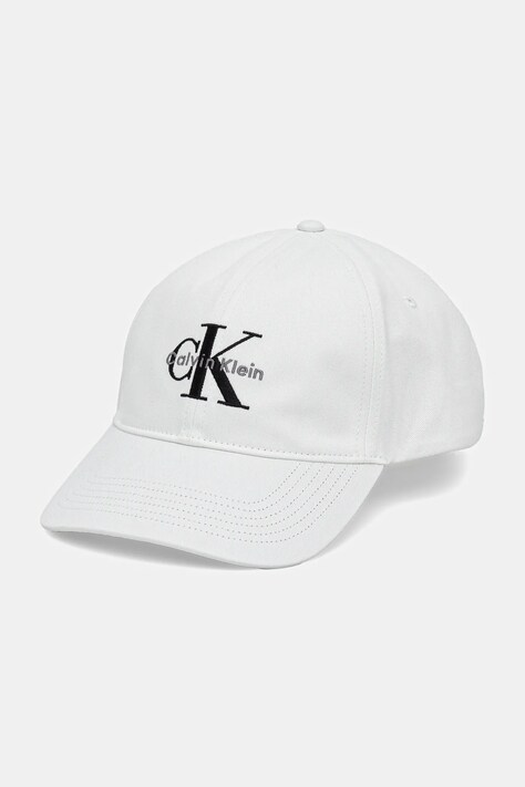 Calvin Klein Jeans șapcă de baseball din bumbac culoarea alb, cu imprimeu, LV04G5004G