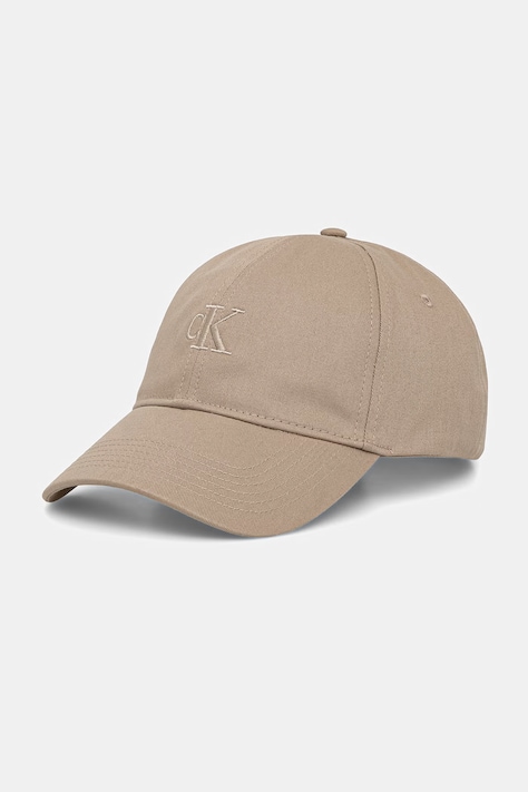 Calvin Klein Шапка с козирка мъжка от памук бежова LV04G5002G