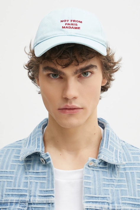 Drôle de Monsieur cotton baseball cap La Casquette Slogan blue color smooth G-CP151-CO138-LBE