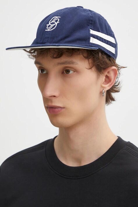 Drôle de Monsieur cotton baseball cap La Casquette D Miroir navy blue color with an application G-CP169-CO138-DNY