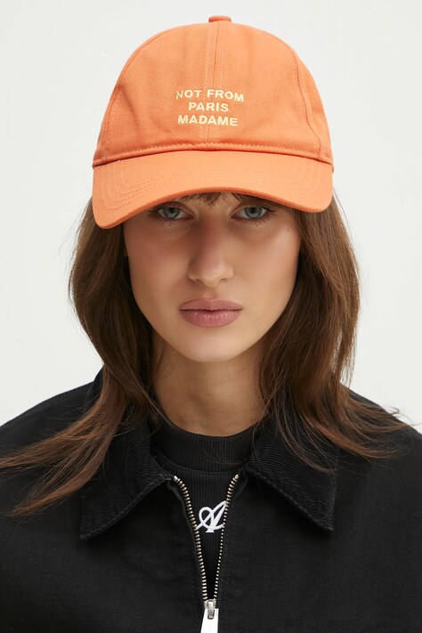 Drôle de Monsieur șapcă de baseball din bumbac La Casquette Slogan culoarea portocaliu, neted, G-CP151-CO138-RT