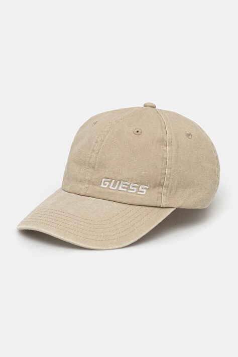 Guess șapcă de baseball din bumbac MERAK culoarea bej, cu imprimeu, Z5GZ03 WO07T