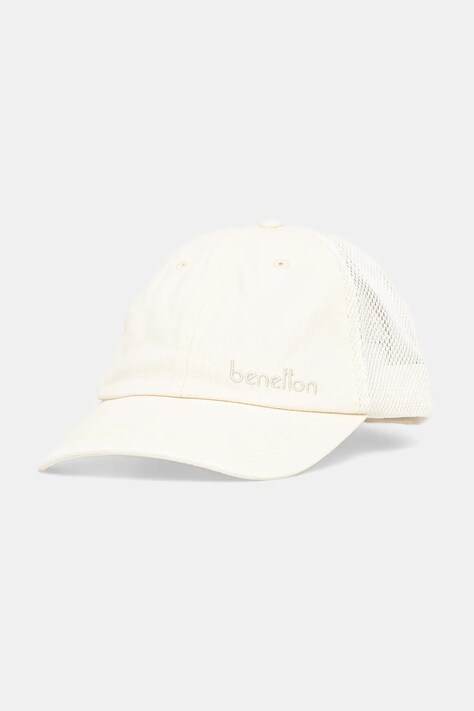 United Colors of Benetton czapka z daszkiem kolor beżowy gładka 6QNGUA01D