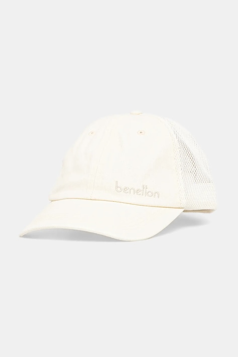 United Colors of Benetton czapka z daszkiem kolor beżowy gładka 6QNGUA01D