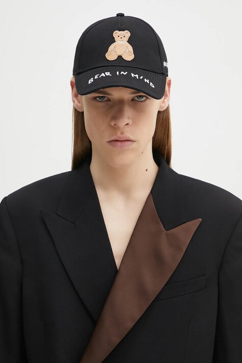 Palm Angels șapcă de baseball din bumbac Bear In Mind culoarea negru, cu imprimeu, PMLB108S25FAB0041060