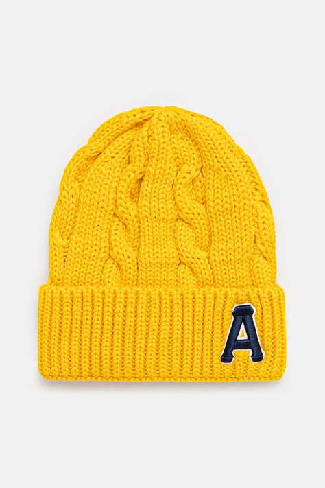 AAPE căciulă Main culoarea galben, din tricot gros, AAPHTM5288XXN