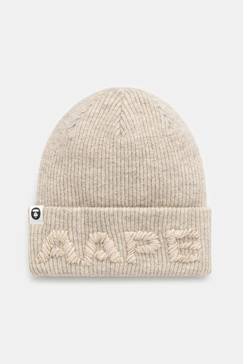 AAPE căciulă din amestec de lână Main culoarea bej, din tricot gros, AAPHTM5291XXN