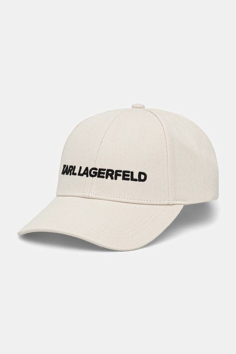 Хлопковая кепка Karl Lagerfeld цвет белый с аппликацией A1W33071