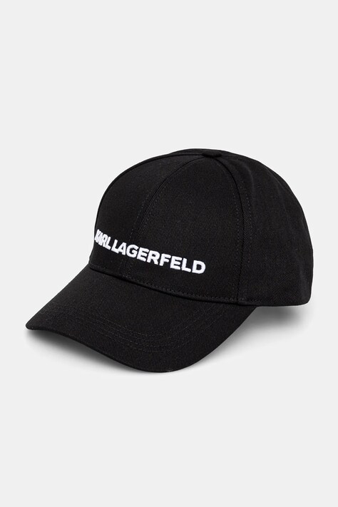 Хлопковая кепка Karl Lagerfeld цвет чёрный с аппликацией A1W33071