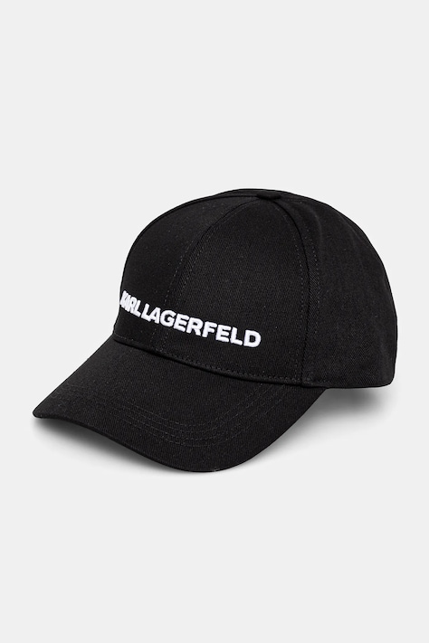 Bavlnená šiltovka Karl Lagerfeld K/ESSENTIAL čierna farba, s nášivkou, A1W33071