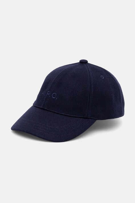 A.P.C. șapcă de lana casquette charlie culoarea albastru marin, neted, WOARV.M24069