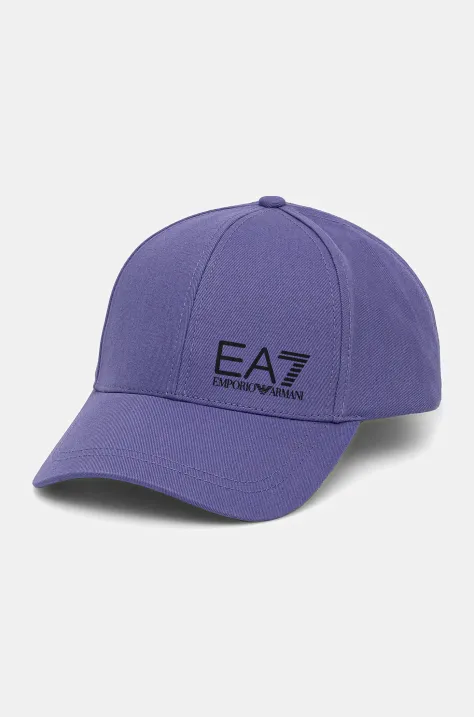 EA7 Emporio Armani czapka z daszkiem bawełniana kolor fioletowy z nadrukiem AF11989.7X000005