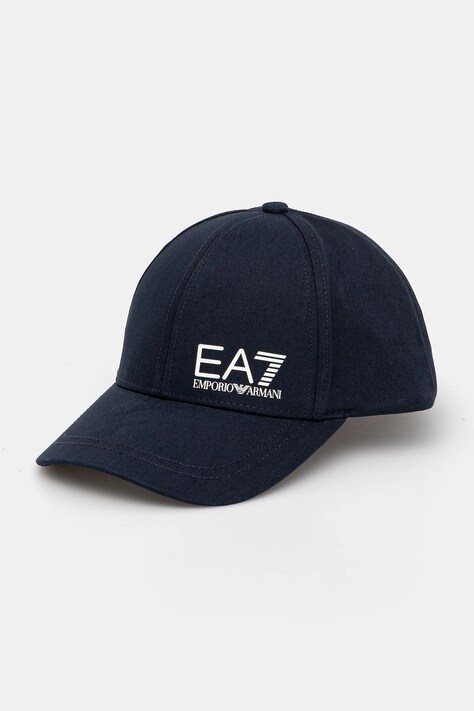 Бавовняна бейсболка EA7 Emporio Armani колір синій з принтом AF11989.7X000005