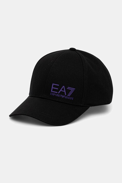 Бавовняна бейсболка EA7 Emporio Armani колір чорний з принтом AF11989.7X000005