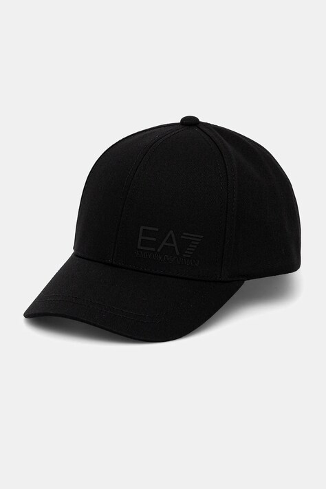 EA7 Emporio Armani pamut baseball sapka fekete, nyomott mintás, AF11989.7X000005