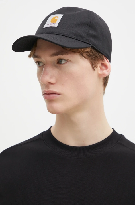 Шапка с козирка Carhartt WIP Seaton Cap в черно с изчистен дизайн I034348.89XX