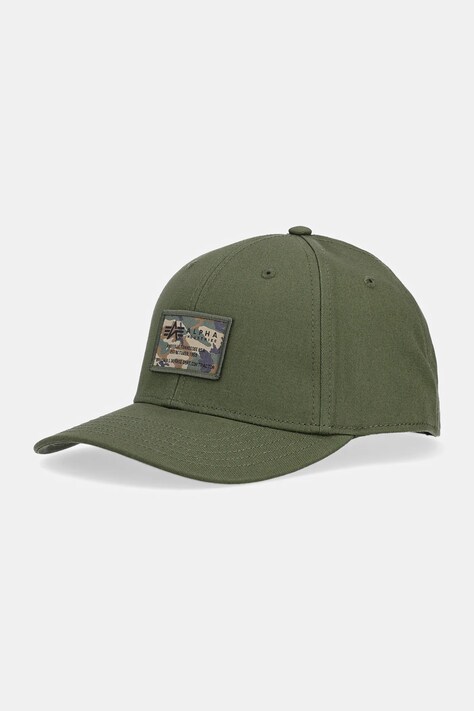 Alpha Industries șapcă de baseball din bumbac Crew Camo Cap culoarea verde, cu imprimeu, 156903