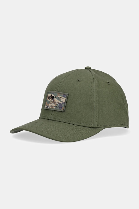 Pamučna kapa sa šiltom Alpha Industries Crew Camo Cap boja: zelena, s aplikacijom, 156903