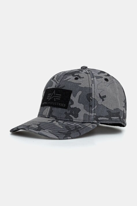 Bavlněná baseballová čepice Alpha Industries VLC Cap Camo šedá barva, 168903C