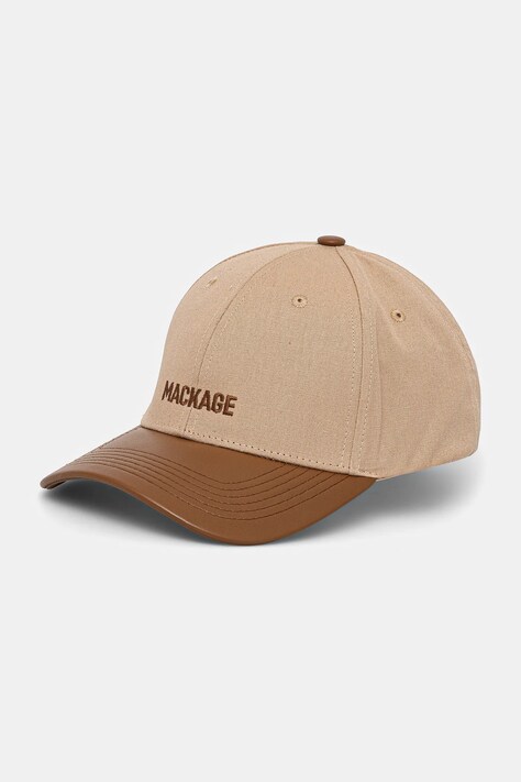 MACKAGE șapcă de baseball din bumbac culoarea bej, neted, ANDERSON.NV