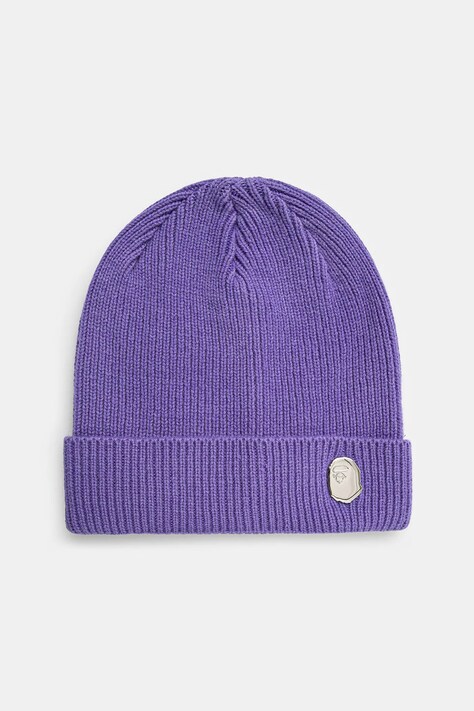 A Bathing Ape berretto in lana One Point Knit colore violetto 1K80181304