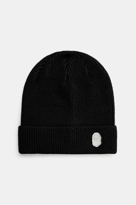 Шерстяная шапка A Bathing Ape One Point Knit цвет чёрный шерсть 1K80181304