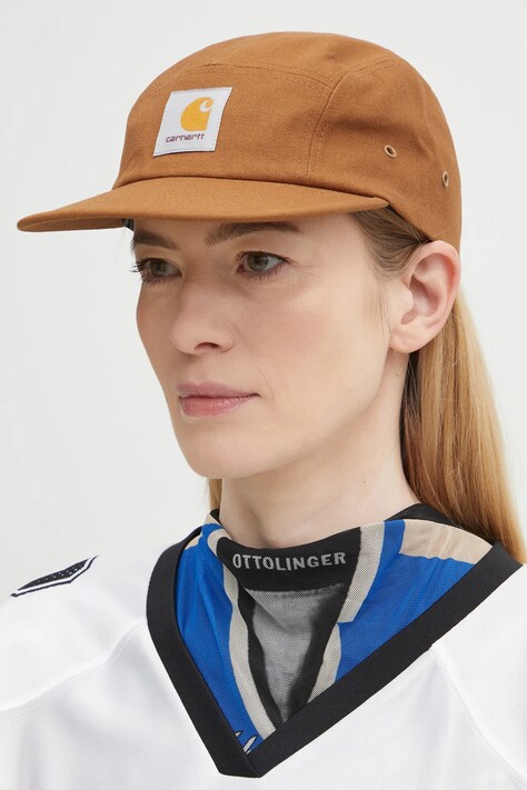 Хлопковая кепка Carhartt WIP Backley Cap цвет коричневый с аппликацией I034853