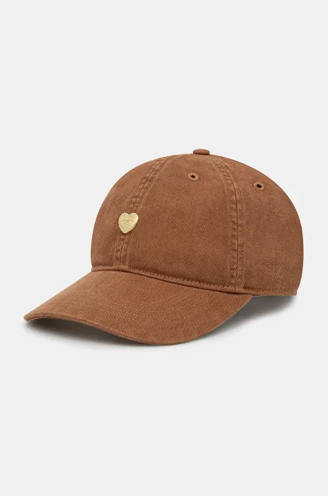 Pamučna kapa sa šiltom Carhartt WIP Heart Metal Cap boja: smeđa, bez uzorka, I034609