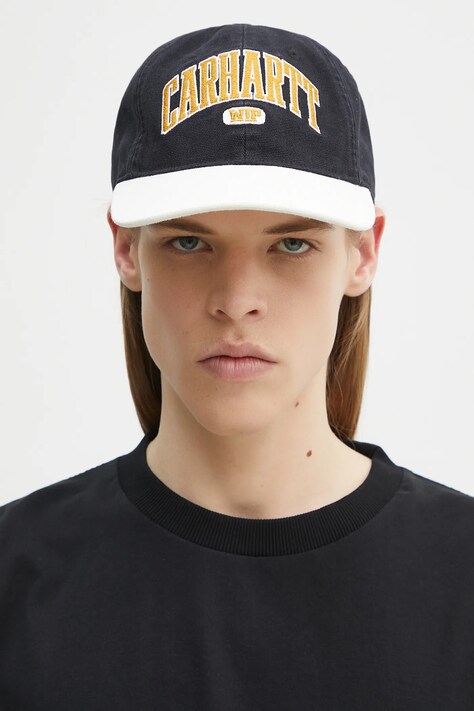 Памучна шапка с козирка Carhartt WIP Lecture Cap в черно с апликация I034743