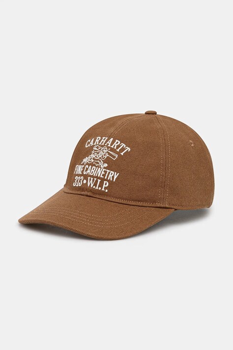 Carhartt WIP șapcă de baseball din bumbac Cabinetry Cap culoarea maro, cu imprimeu, I034749
