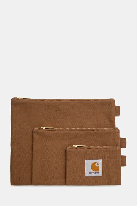 Kozmetička torbica Carhartt WIP Canvas Pouch Set 3-pack boja: smeđa, I034758