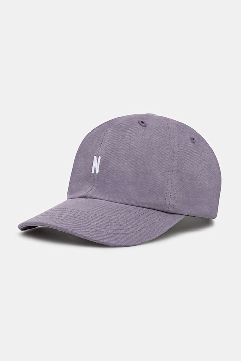 Norse Projects czapka z daszkiem bawełniana Twill Sports Cap kolor fioletowy z aplikacją N80.0001.6018