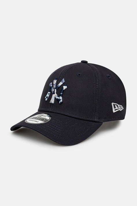 Bavlněná baseballová čepice New Era tmavomodrá barva, s aplikací, 60595180