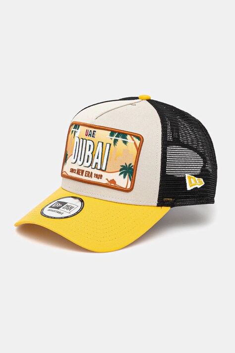 New Era șapcă de baseball din bumbac culoarea galben, cu imprimeu, 60595313