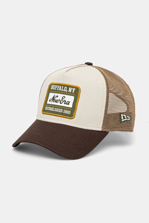 New Era șapcă de baseball din bumbac culoarea maro, cu imprimeu, 60603674