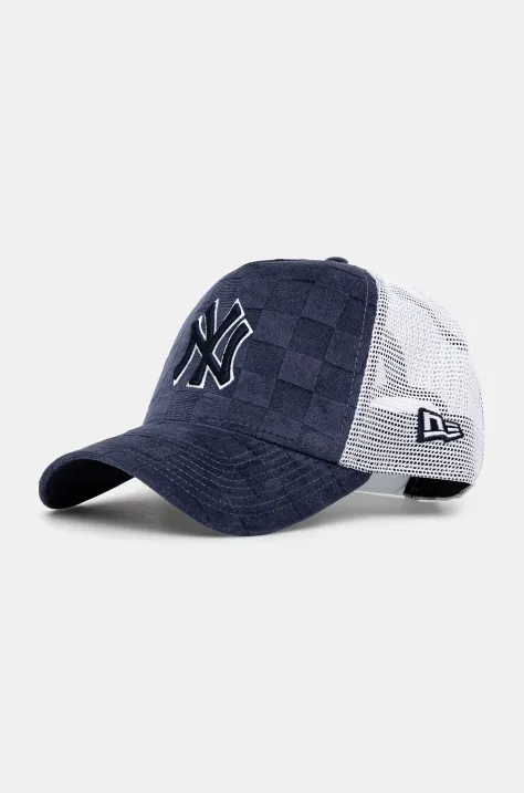 New Era baseball cap Tonal Check Trucker NYY navy blue color patterned 60595260