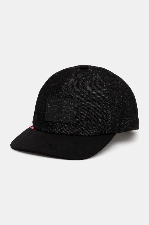 Levi's czapka z daszkiem kolor czarny z aplikacją 000A9-0012