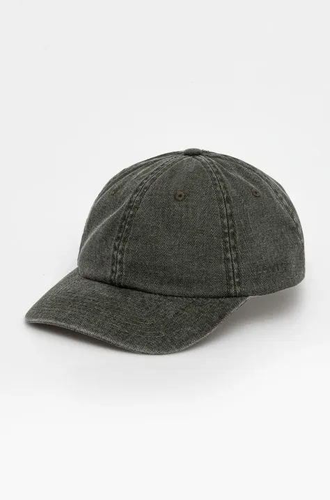 Levi's czapka z daszkiem bawełniana kolor zielony gładka D7589-0025