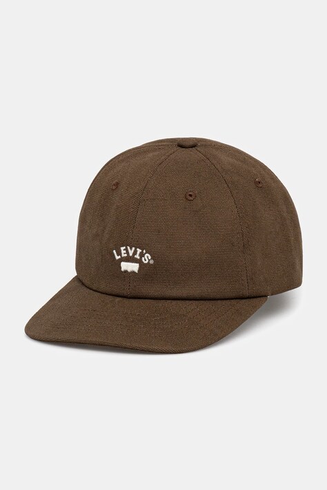 Bavlněná baseballová čepice Levi's hnědá barva, s aplikací, 000AG-0011