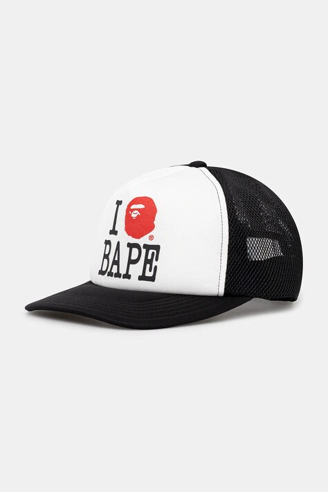 A Bathing Ape czapka z daszkiem I love bape kolor czarny z nadrukiem 1K80180008