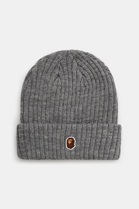 Kapa s dodatkom vune A Bathing Ape One point boja: siva, od debelog pletiva, 1K80281003