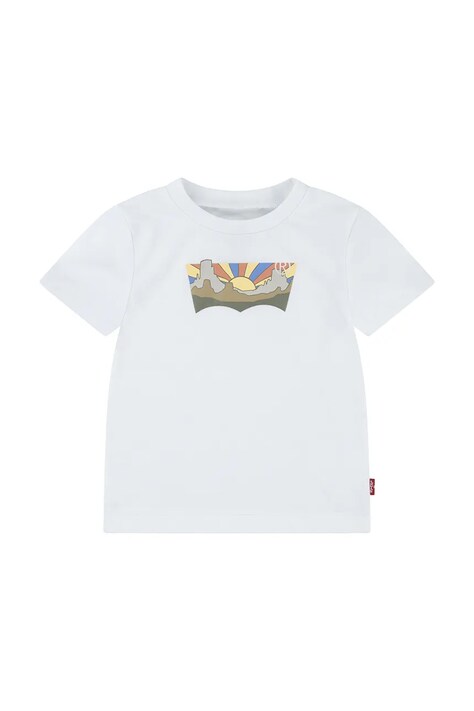 Футболка для немовлят Levi's SEASONAL BATWING TEE колір білий з принтом 6EM336