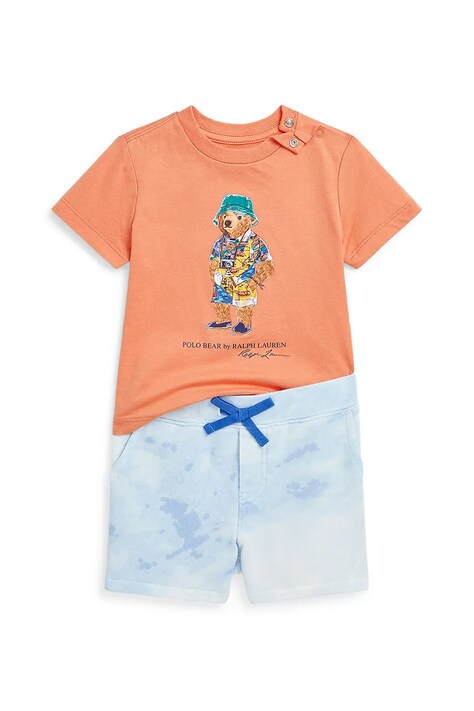 Polo Ralph Lauren compleu copii culoarea portocaliu, 320966435001