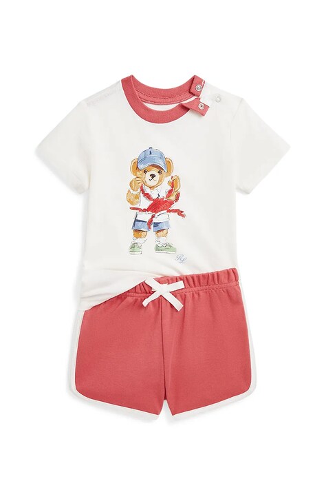 Polo Ralph Lauren compleu de bumbac pentru bebeluși culoarea alb, 320965275001