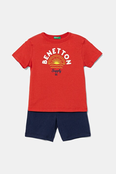 Παιδικό βαμβακερό σετ United Colors of Benetton χρώμα: κόκκινο, 3096GK00Q
